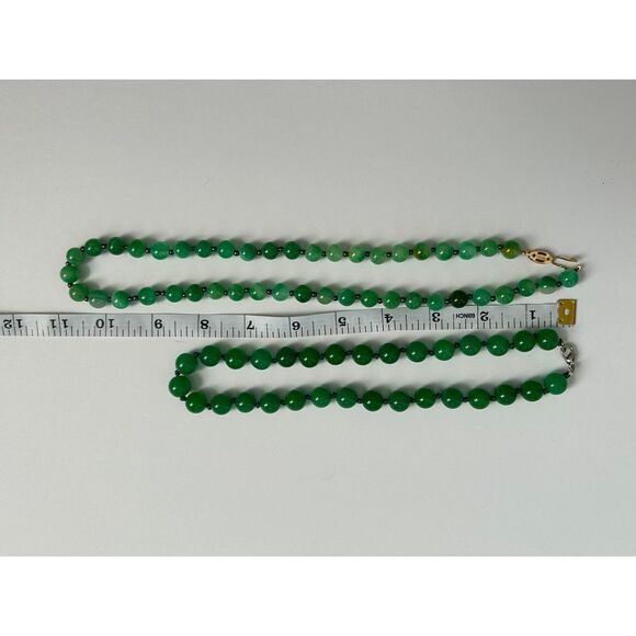 Green  Beaded Necklace Classic Round Beads Statement Jewelry - Picture 1 of 3